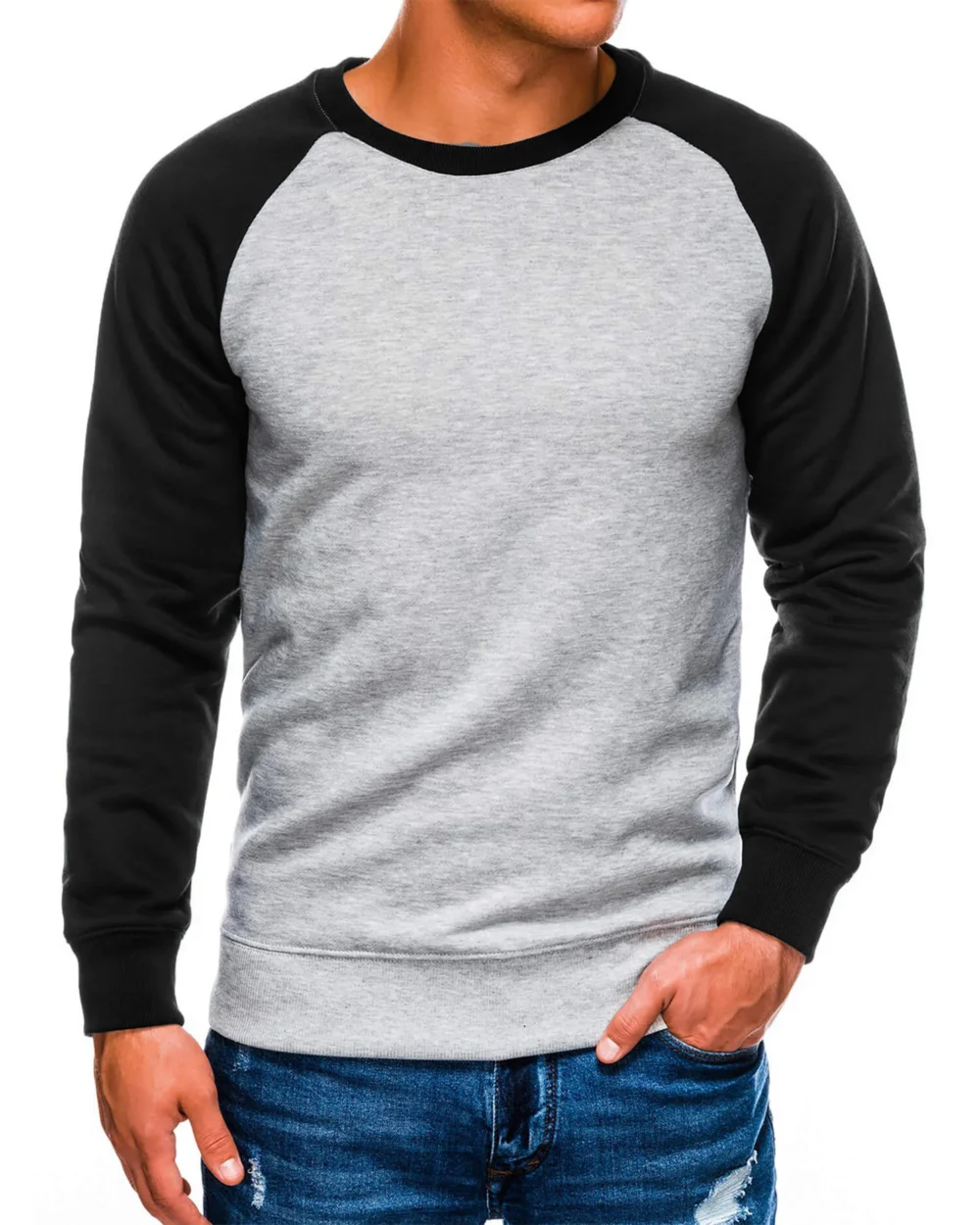 Men's Gray Black Reglan Sleeve Sweatshirt 3 | Urban Style