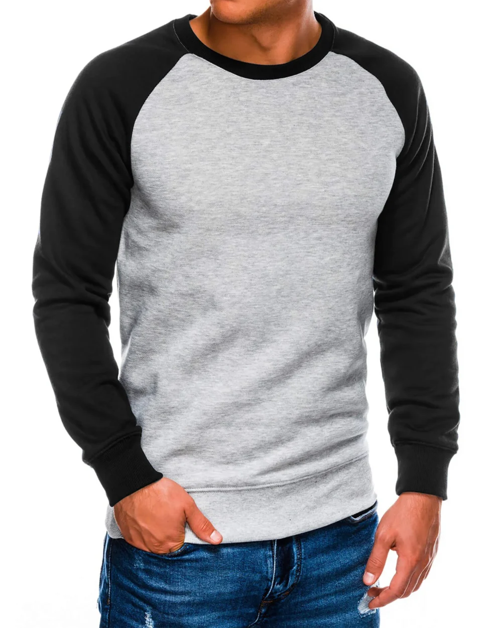 Men's Gray Black Reglan Sleeve Sweatshirt 4 | Urban Style