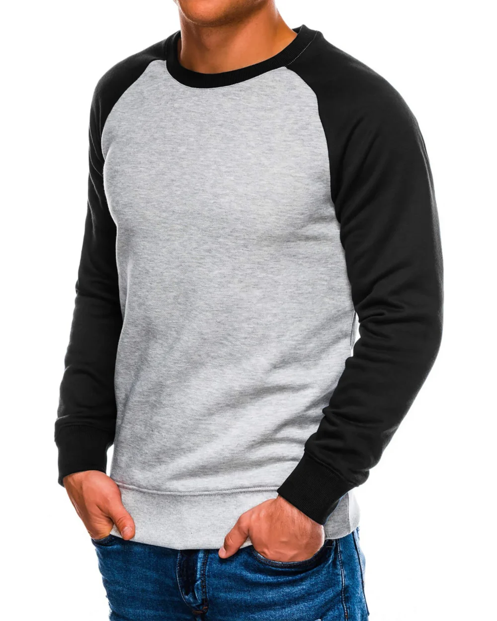 Men's Gray Black Reglan Sleeve Sweatshirt | Urban Style