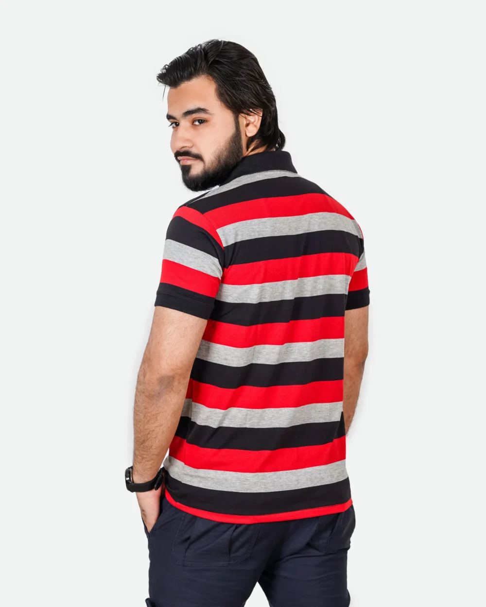 Men's Urban Style Striper Polo Shirt (Red Black) 1 | Urban Style