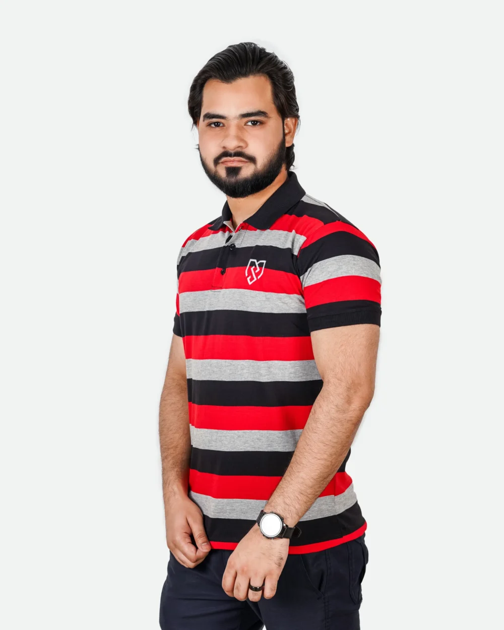 Men's Urban Style Striper Polo Shirt (Red Black) 2 | Urban Style
