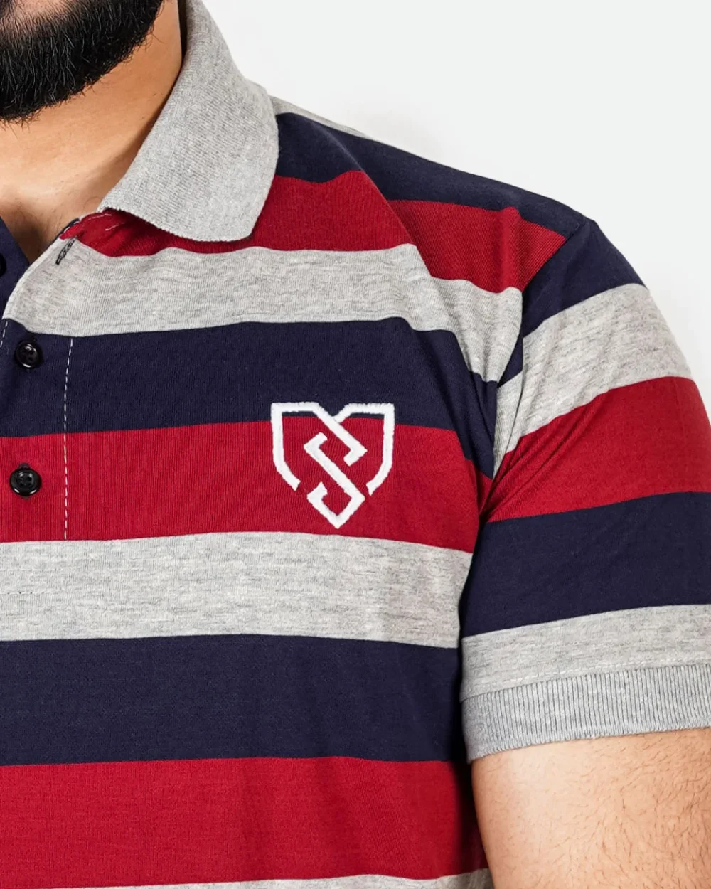 Men's Urban Style Striper Polo Shirt (Navy Maroon) 4 | Urban Style