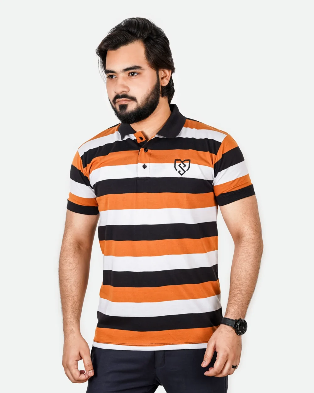 Men's Urban Style Striper Polo Shirt (Mustard Black) 3 | Urban Style