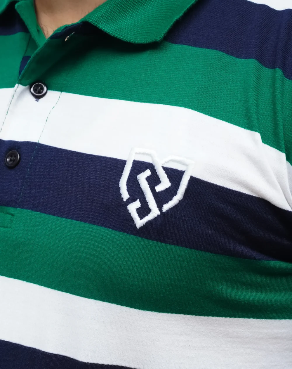 Men's Urban Style Striper Polo Shirt (Navy Green) 1 | Urban Style