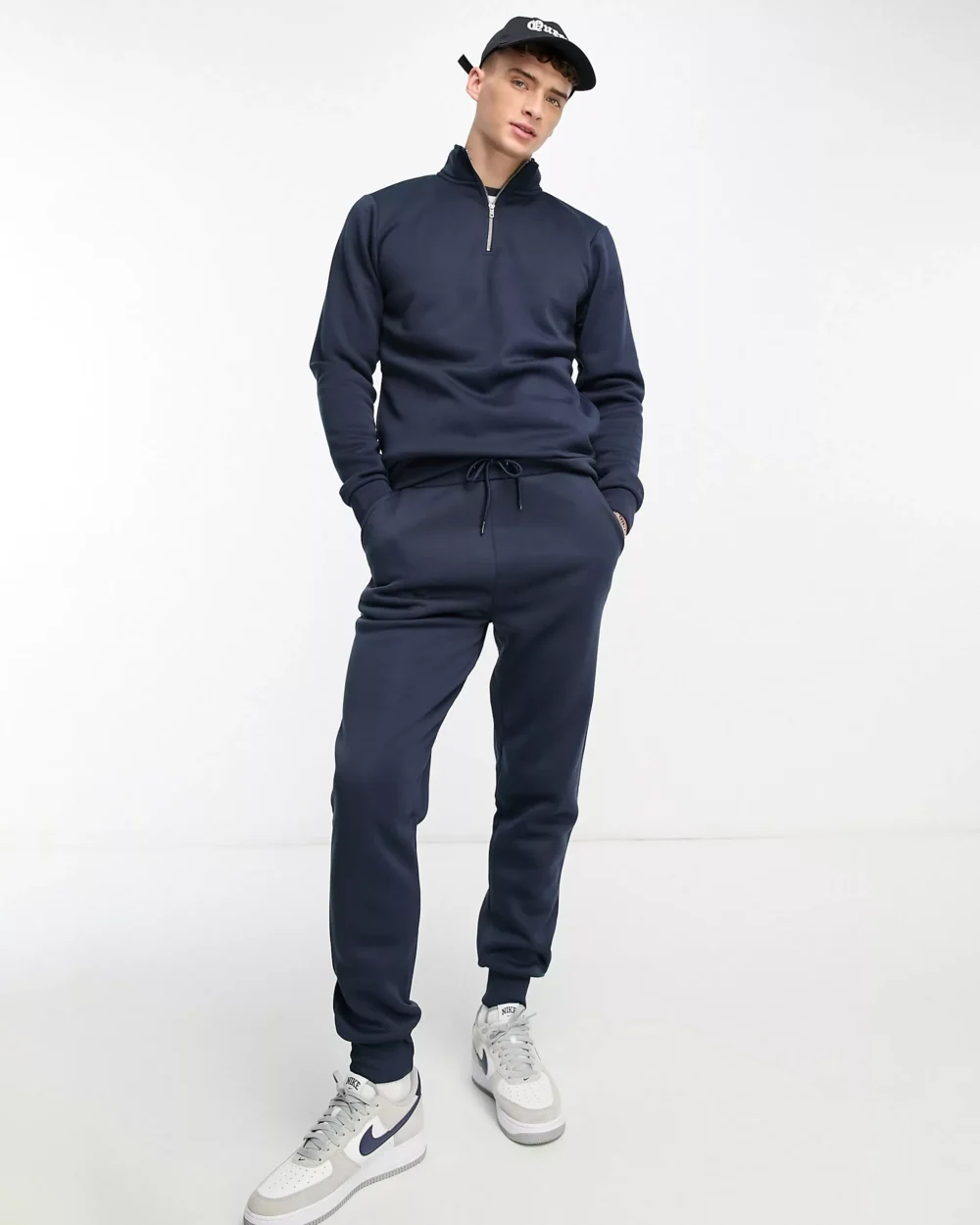 Men’s Quarter Zipper Navy Tracksuit | Urban Style